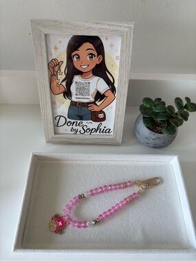 Done by Sophia Pink Beaded Charm Bracelet Keychain